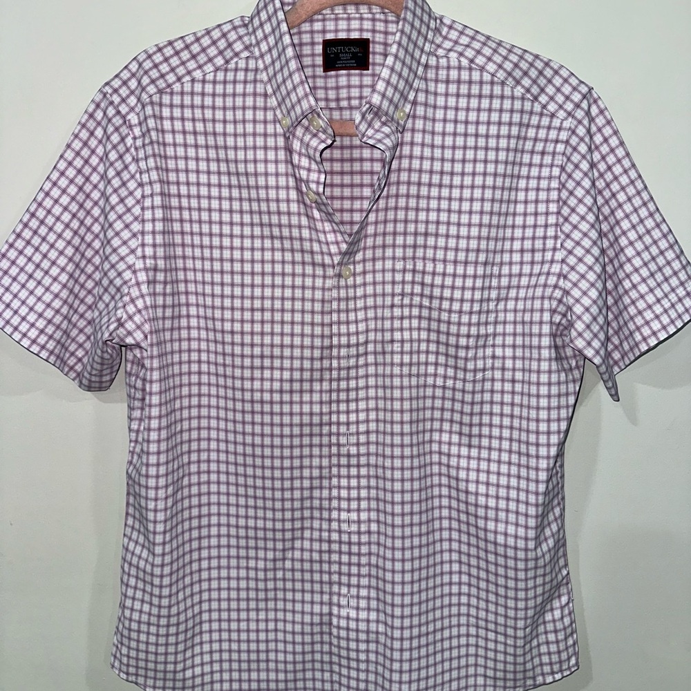 UNTUCKit Men's Lavender Plaid Button Down Shirt